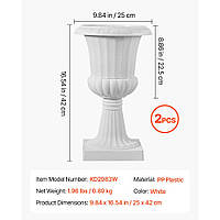 Підставка для квіткових горщиків VEVOR з пластику, 25 x 42 см, 2 шт., горщик для рослин, миска для рослин, білі квіткові горщики,