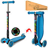 Дитячий міський самокат триколісний iTrike MAXI JR 3-003-1-BL з підсвіткою колеса Блакитний, фото 2