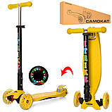 Дитячий міський самокат триколісний iTrike MAXI JR 3-003-1-Y з підсвіткою колеса Жовтий, фото 2