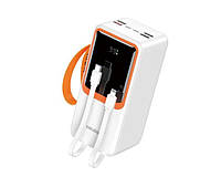 Power Bank Kakusiga KSC-1090 50000mAh Fast Charge (4USB-A+USB-C/22.5W) + cable Lightning/Type-C- білий