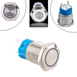 Кнопка 22 мм фіксується, 12-24 В, білий LED, 5pin, 22F-11EZ — оригінал