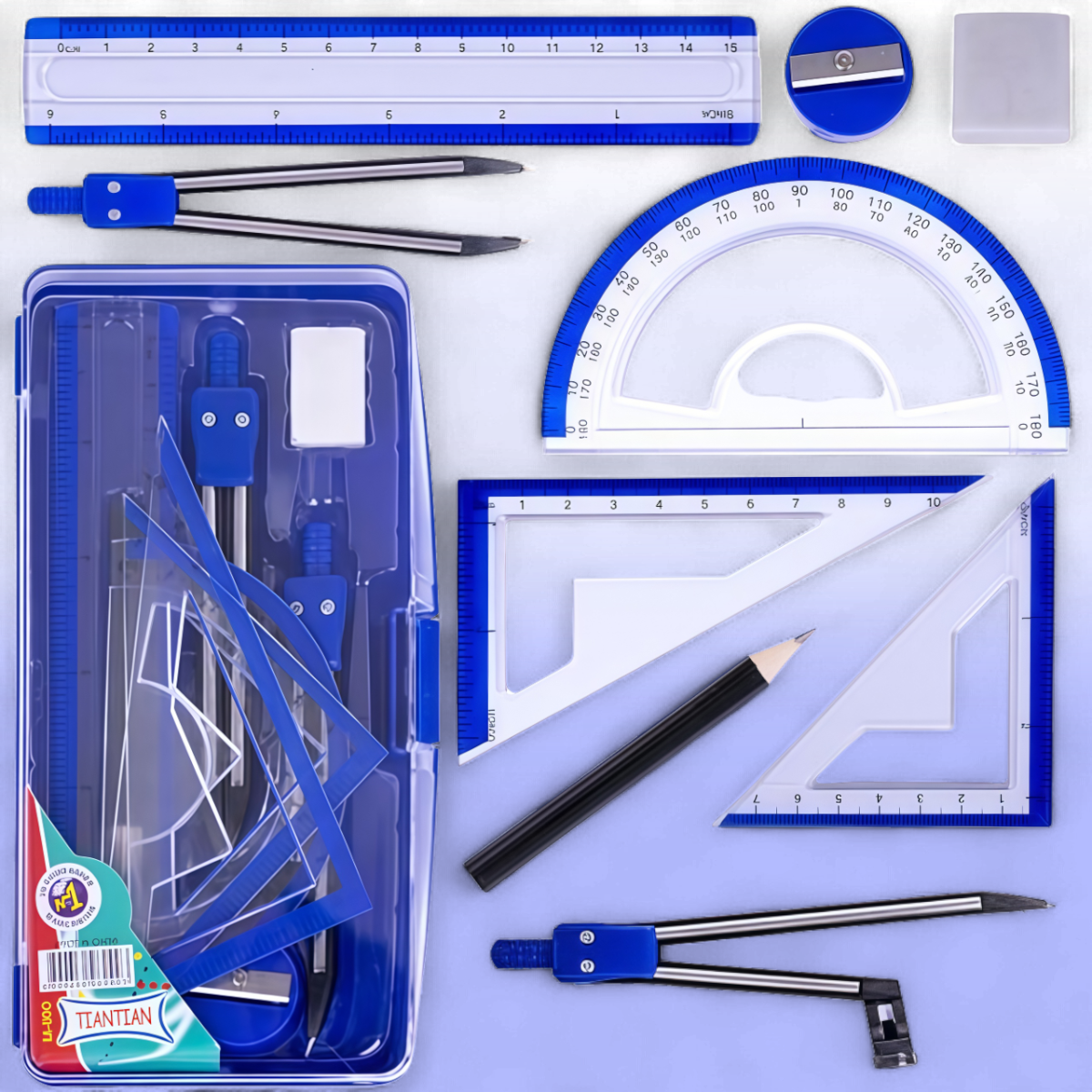 Готовальня з 9 предметів у пластиковій коробці 990 Упаковка 2 шт., фото 1