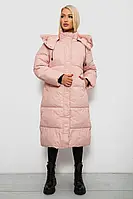 Жіноча Зимова Куртка Рожева Однотонна Довга На Синтепоні З Капюшоном Та Кишенями Водонепроникна Shopingo