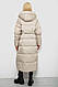 Жіноча Зимова Куртка Світло Бежева Однотонна Довга На Синтепоні З Капюшоном Та Кишенями Shopingo - фото 4 - id-p2781391670