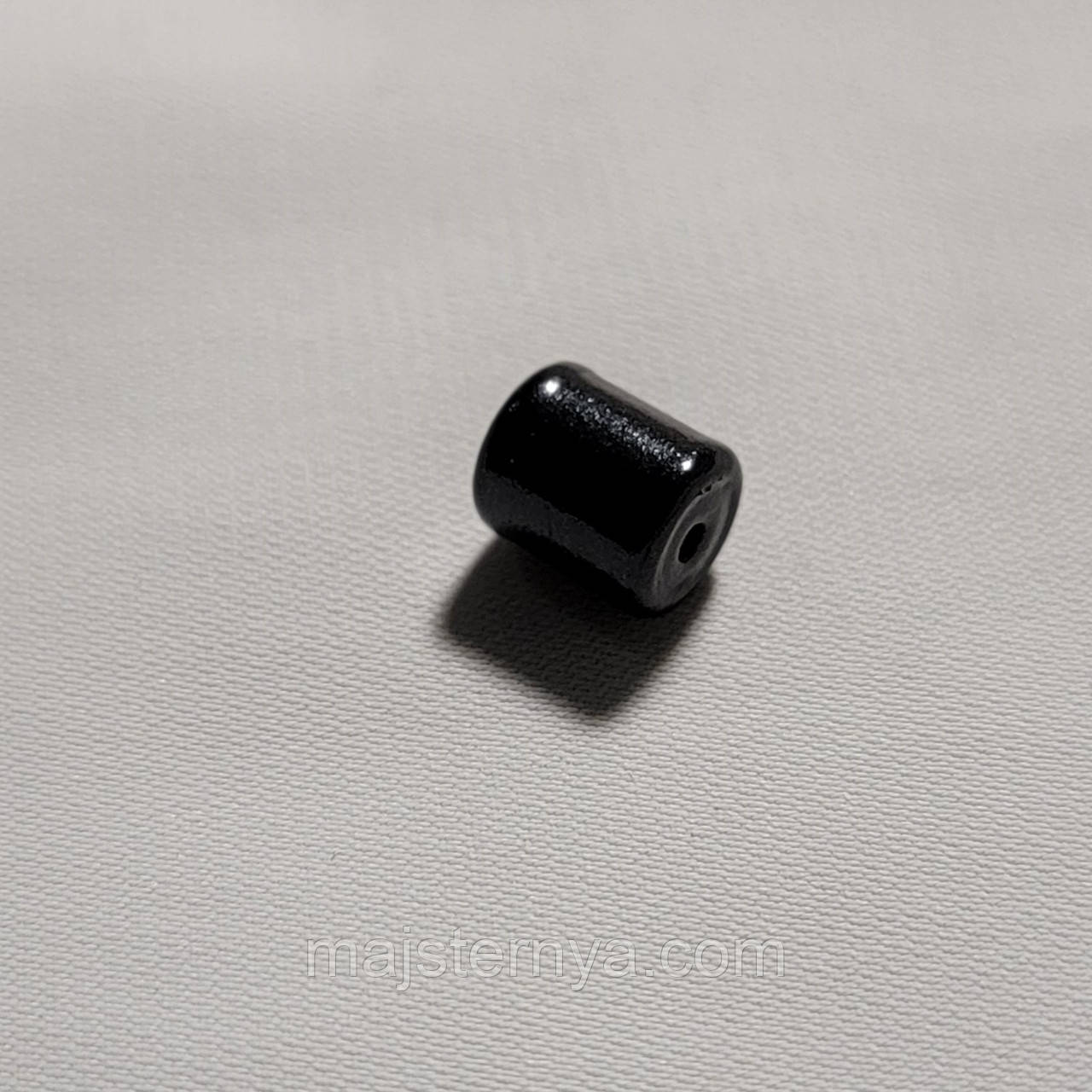 Керамічна намистина чорна, 7мм*8мм. Косівська кераміка намистини ручної роботи.