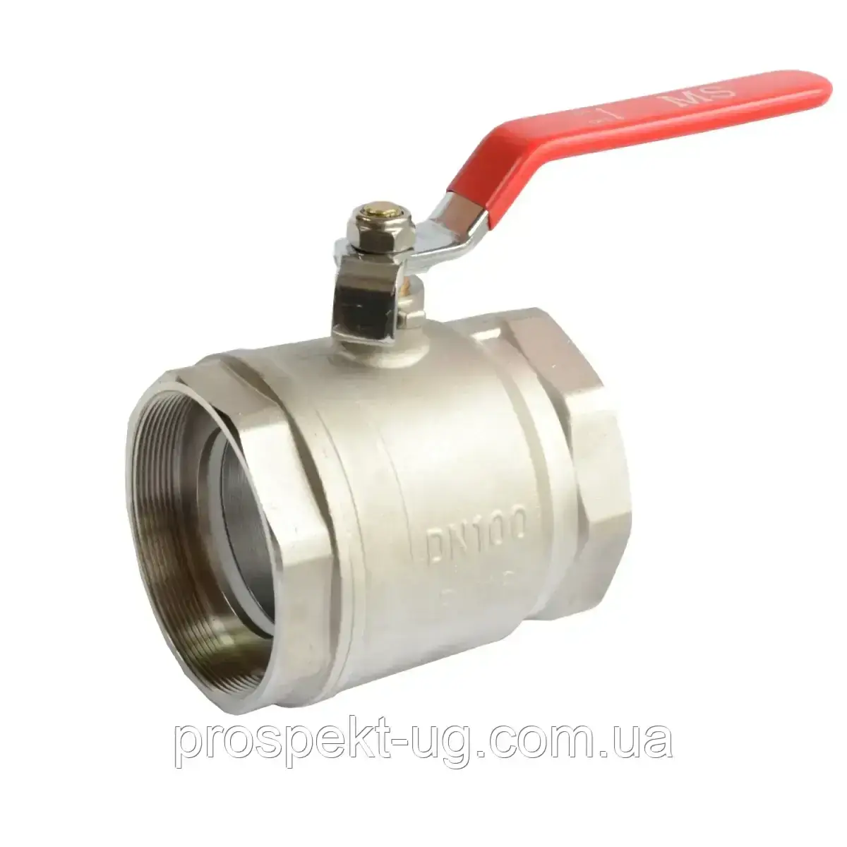 Кран Ду65 (2 1/2") ру16 кульовий латунний нікель муфтовий важіль внутрішня ВВ, фото 1