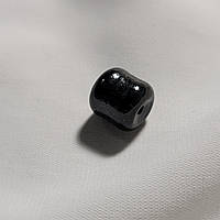Керамічна намистина чорна, 11мм*11мм. Косівська кераміка намистини ручної роботи.