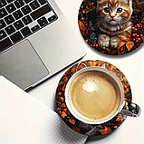 Набір підставка під чашку Котики 10 см х 4шт, фото 3