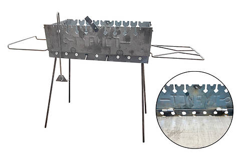 Мангал-чемодан з гриль-полицями KS-UKR 2мм x 10шп + кочерга (S5006)