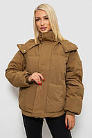 Жіноча Зимова Куртка Хакі Коротка Повсякденна З Капюшоном На Синтепоні Демісезонна Shopingo