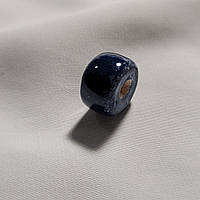 Керамічна намистина синя, 15мм*10мм. Косівська кераміка намистини ручної роботи.