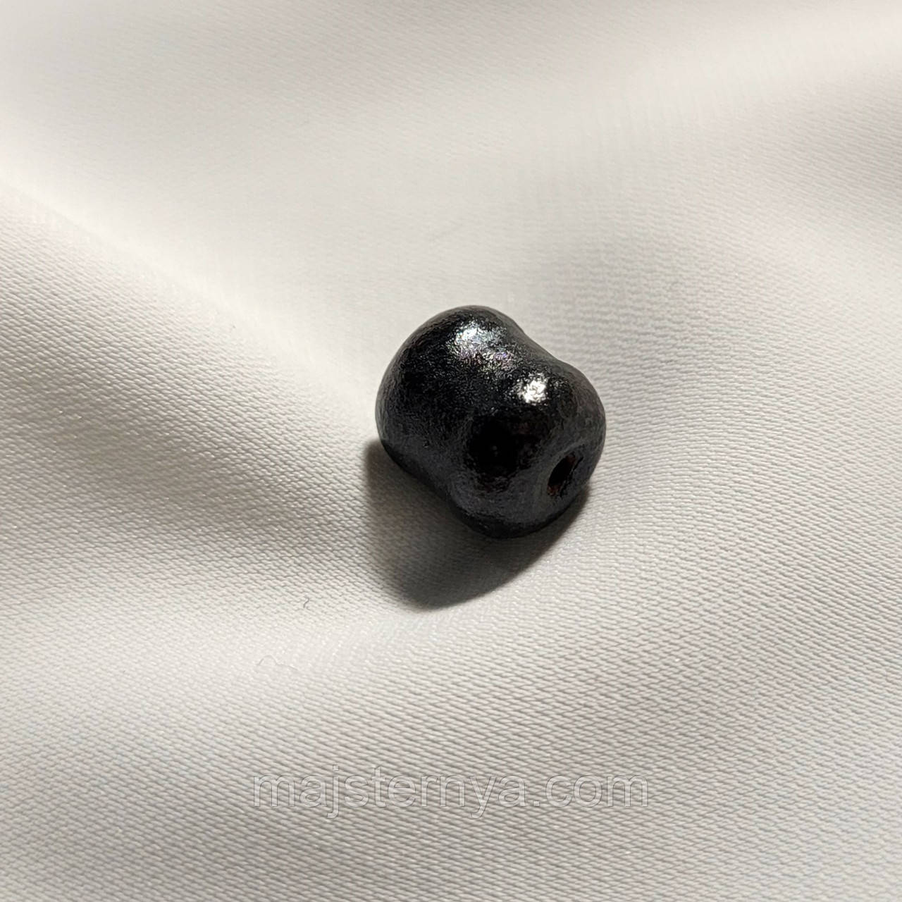 Керамічна намистина темно зелена, 9мм*10мм. Косівська кераміка намистини ручної роботи.