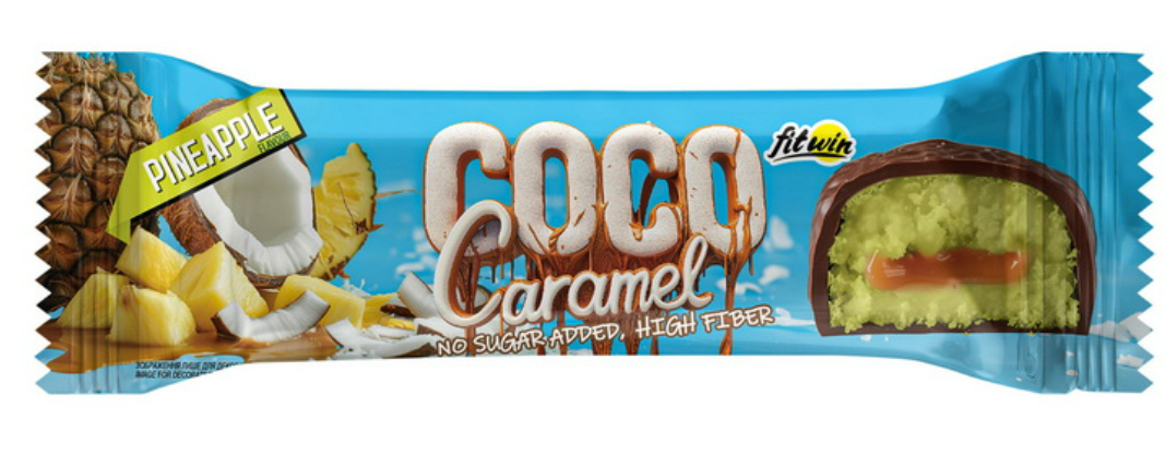 Батончик без цукру FitWin Coco Caramel No Sugar Added 40 г ананас