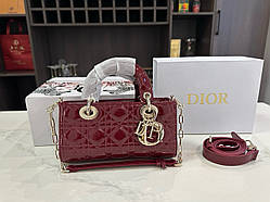 Dior D-Joy Patent Leather Bag in Burgundy with Gold