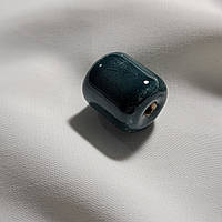 Керамічна намистина зелена, 15мм*16мм. Косівська кераміка намистини ручної роботи.