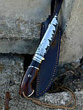 Ніж ручної роботи із ламінованого дамаска «Сокіл #5» зі шкіряними піхвами, 64 HRC., фото 4