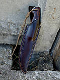 Ніж ручної роботи із ламінованого дамаска «Сокіл #5» зі шкіряними піхвами, 64 HRC., фото 8