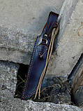 Ніж ручної роботи із ламінованого дамаска «Сокіл #5» зі шкіряними піхвами, 64 HRC., фото 7