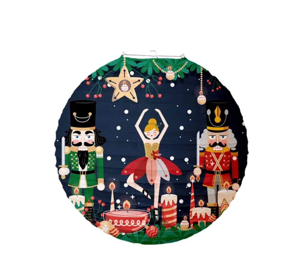 Підвісний паперовий ліхтарик, плісе новорічний  Лускунчик Балет, 30 см, фото 1