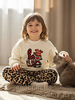 Дитяча тепла піжама 2 в 1 з різдвяним принтом