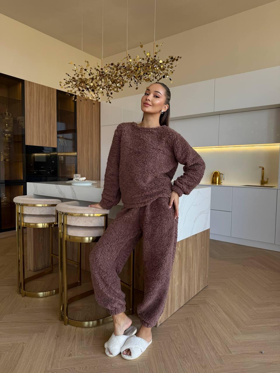 Жіночий домашній теплий махровий костюм, фото 1