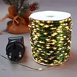 Світлодіодна гірлянда Роса 50 метрів зелений провід, теплий білий, з пультом, на вікно, для дому та на ялинку, водонепроникна, фото 6