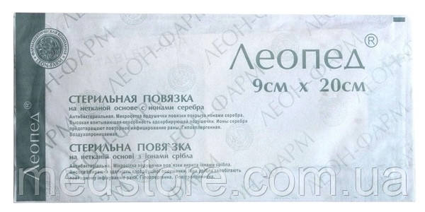 Стерильна пов'язка на нетканій основі Леопед з іонами срібла 9см х 20см 1 шт, фото 1