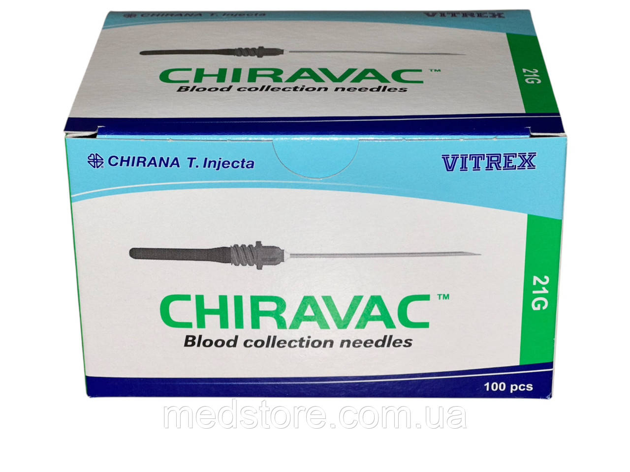 Голка для вакуумного забору крові CHIRAVAC 0.8 х 38 мм 21G, 100шт, фото 1