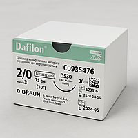 Шовний матеріал Dafilon USP 2/0(3), 75 см, игла DS30