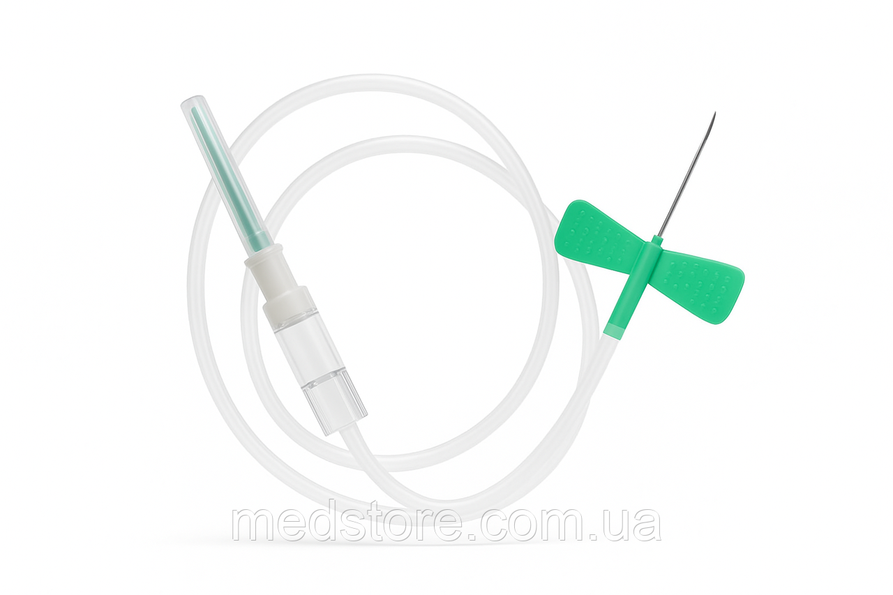Голка-метелик 21G з адаптером Луер, зелена, CD RICH (упаковка 50 шт), фото 1