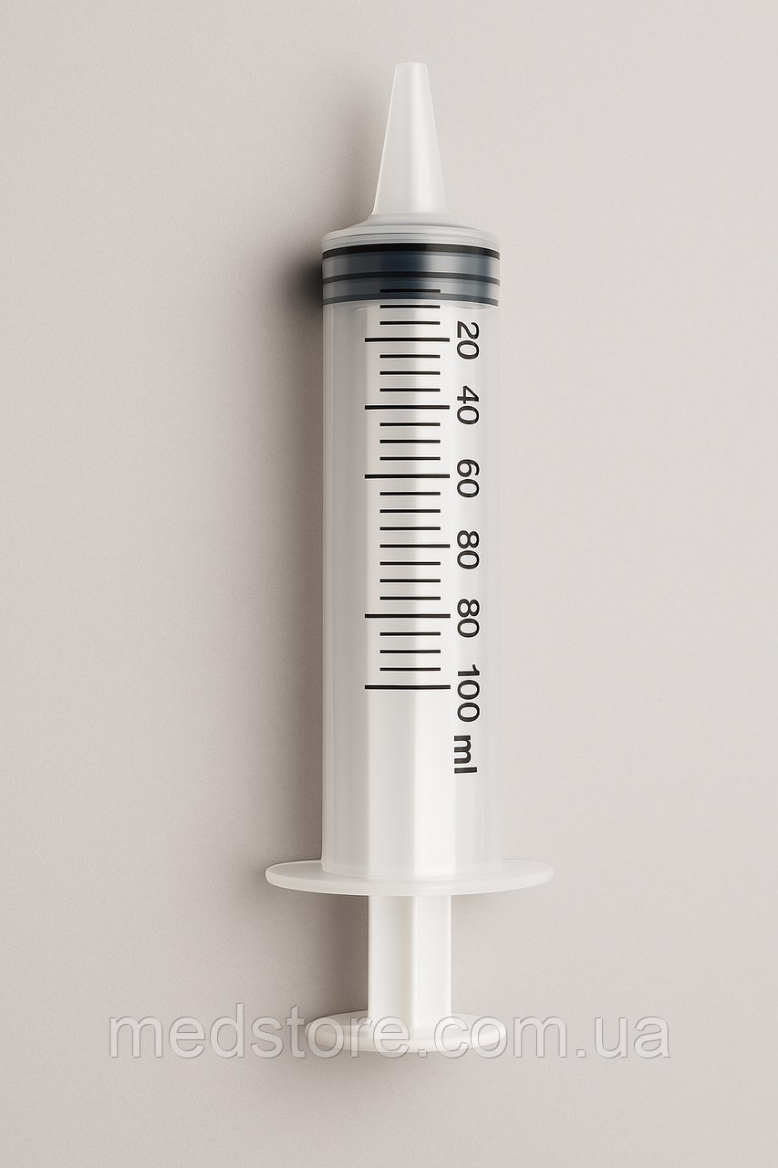 Шпpиць 3-компонентний одноразовий стерильний 100 мл Catheter Tip без голки, фото 1