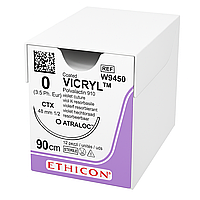 Вікрил 0 колюча масивна Taper Point 48 мм, 1/2 кола, фіолетовий 90см, 12 шт/пак
