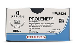 Шовний матеріал Пролен 0 колюча масивна Taper Point 40 мм, 1/2кола, блакитний 100см, 1шт