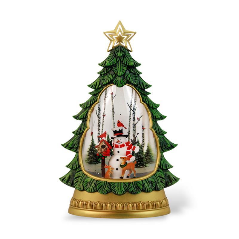 Новорічний світлодіодний музичний LED ліхтар Ялинка зі снігом USB+батарейки N0317, фото 1