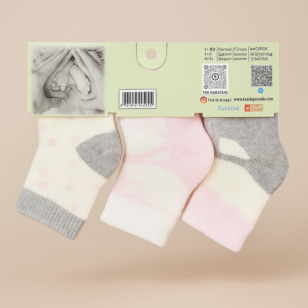 Набір махрових шкарпеток для новонароджених розмір 8-10 (0-6 місяців) Узори, фото 1