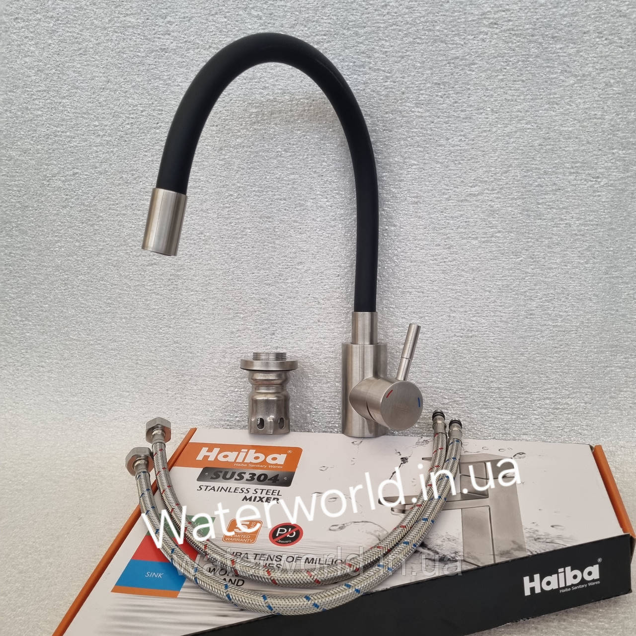 Змішувач для кухні Haiba sus-011 reflector з гнучким гусаком чорного кольору з неіржавкої сталі SUS304