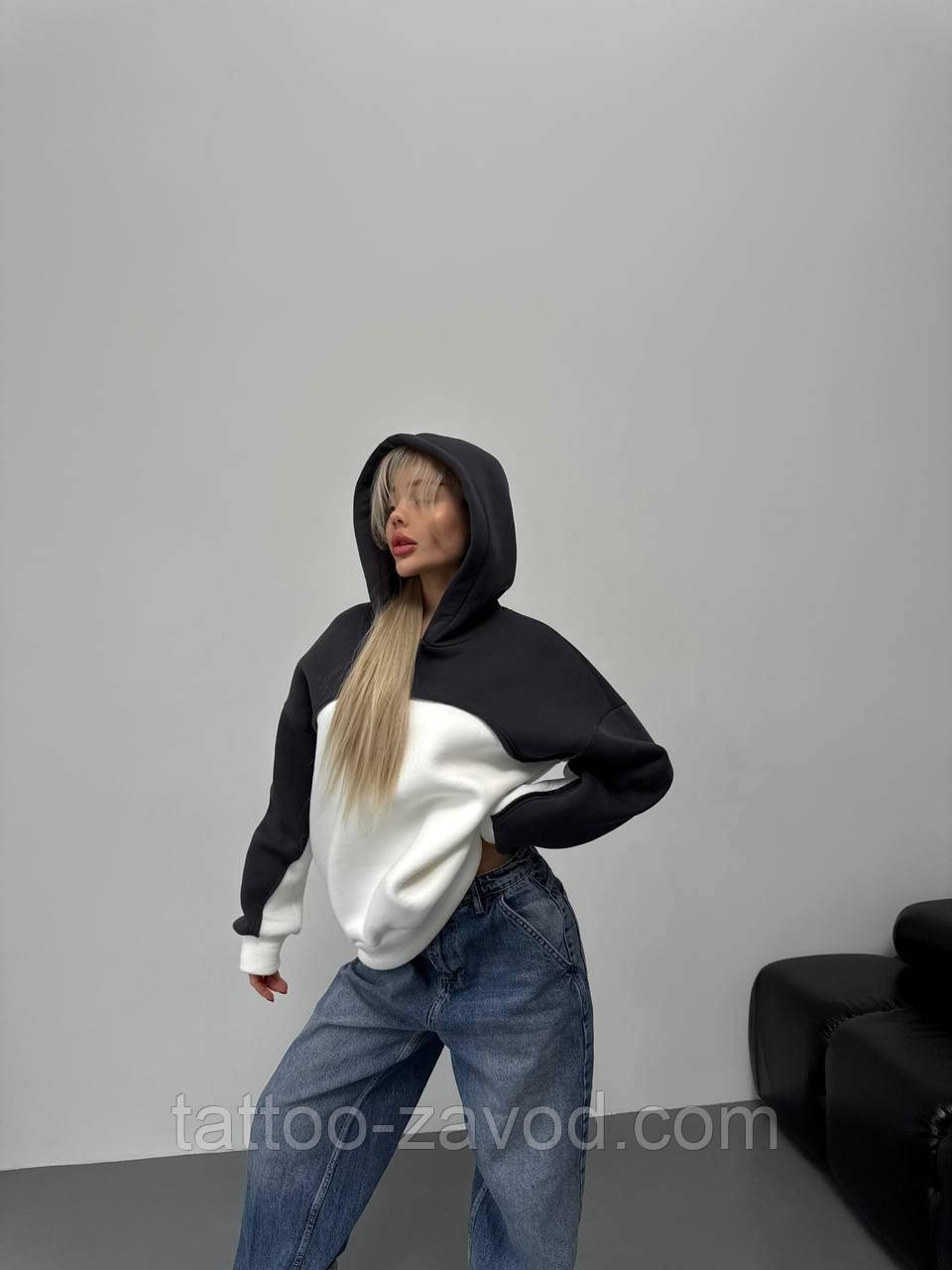 Толстовка тепла жіноча турецька тринитка з капюшоном S-L, фото 1