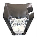 Фара передня з обтікачем для мотоциклів Enduro / Motocross – чорна, біла, помаранчева, фото 2