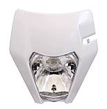 Фара передня з обтікачем для мотоциклів Enduro / Motocross – чорна, біла, помаранчева, фото 3