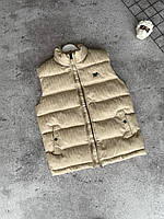 Чоловічий жилет Dior Premium Quality. Люксовий, утеплений холлофайбером, бежевий, вишивка логотипа,