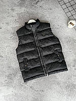 Чоловічий жилет Dior Premium Quality. Люксовий, утеплений холлофайбером, графіт, вишивка логотипа,