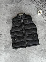 Чоловічий жилет Louis Vuitton Premium Quality. Люксовий, утеплений холлофайбером, графіт, вишивка логотипа,