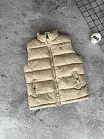 Чоловічий жилет Louis Vuitton Premium Quality. Люксовий, утеплений холлофайбером, бежевий, вишивка логотипа,