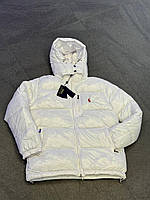Зимняя белая мужская куртка Polo Стильный пуховик Polo белого цвета с утеплённым капюшоном