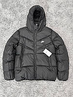 Чоловіча зимова куртка Nike Storm-Fit Стильний пуховик Найк чорного кольору з капюшоном