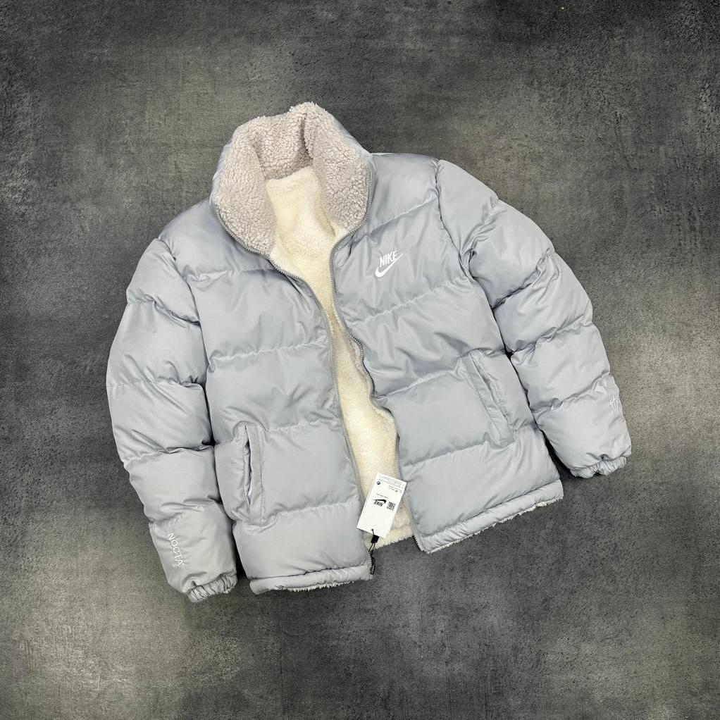 Зимова двостороння сірі чоловіча куртка Nike / Стильний пуховик Найк, фото 1
