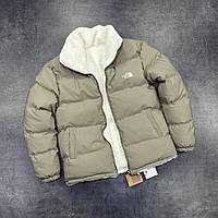 Зимова двостороння сіра чоловіча куртка The North Face / Стильний пуховик