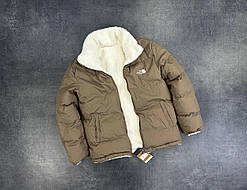 Зимова двостороння коричнева чоловіча куртка The North Face / Стильний пуховик