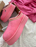 Зимові рожеві замшеві жіночі UGG Tasman Platform Love Pink на платформі натуральне хутро, фото 5