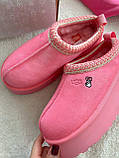 Зимові рожеві замшеві жіночі UGG Tasman Platform Love Pink на платформі натуральне хутро, фото 4